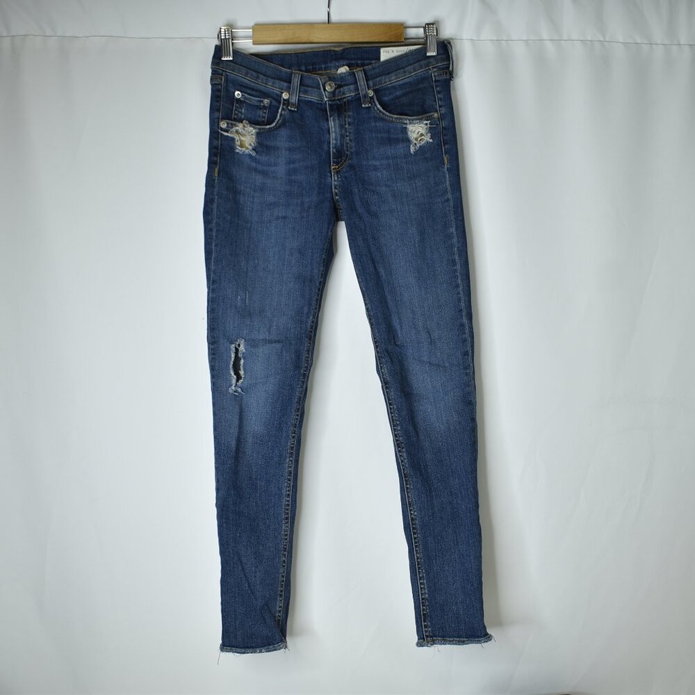Rag & Bone Women's Jeans Mid Rise Skinny La Paz W1502K520LAP Distressed